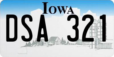 IA license plate DSA321