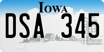 IA license plate DSA345