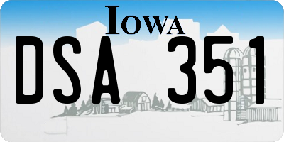 IA license plate DSA351