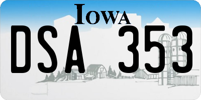 IA license plate DSA353