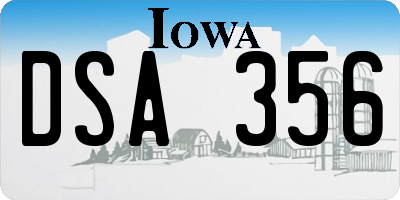 IA license plate DSA356