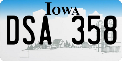 IA license plate DSA358