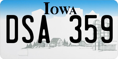 IA license plate DSA359