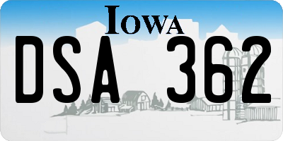 IA license plate DSA362