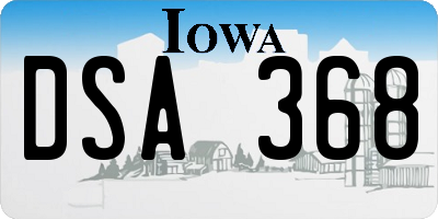 IA license plate DSA368