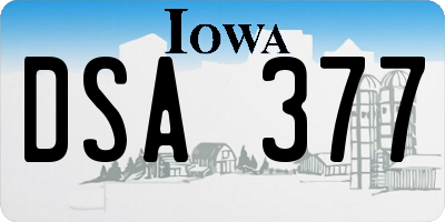 IA license plate DSA377