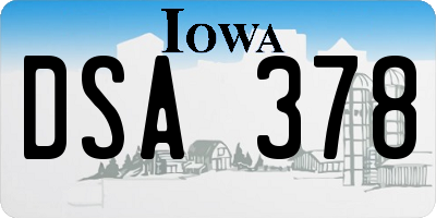 IA license plate DSA378