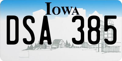 IA license plate DSA385