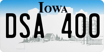 IA license plate DSA400