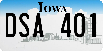 IA license plate DSA401