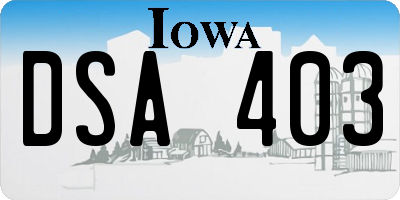 IA license plate DSA403