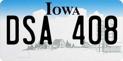 IA license plate DSA408