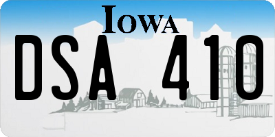 IA license plate DSA410
