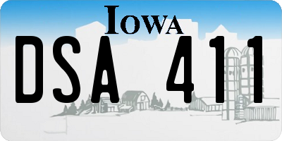 IA license plate DSA411