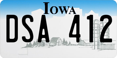 IA license plate DSA412