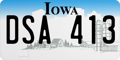 IA license plate DSA413