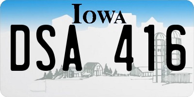 IA license plate DSA416