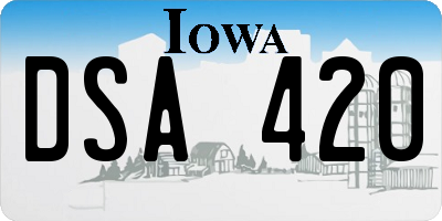 IA license plate DSA420