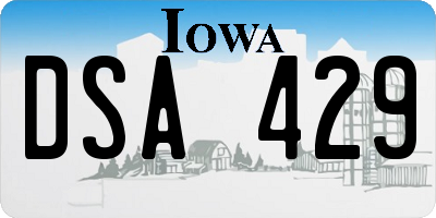IA license plate DSA429