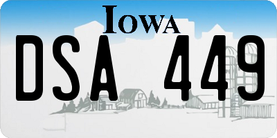 IA license plate DSA449