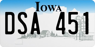 IA license plate DSA451