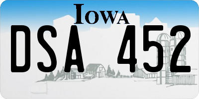 IA license plate DSA452