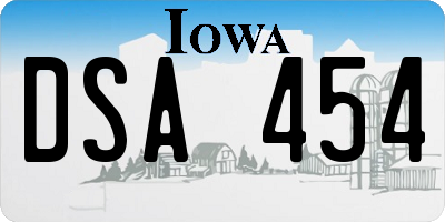 IA license plate DSA454