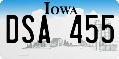 IA license plate DSA455