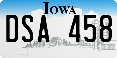 IA license plate DSA458