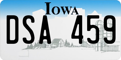 IA license plate DSA459