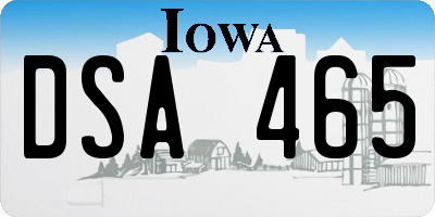 IA license plate DSA465