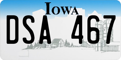 IA license plate DSA467