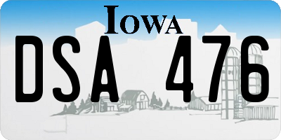 IA license plate DSA476