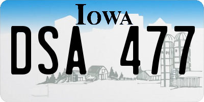 IA license plate DSA477