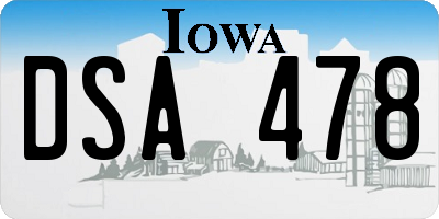 IA license plate DSA478