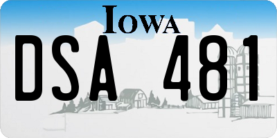 IA license plate DSA481