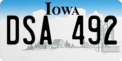 IA license plate DSA492