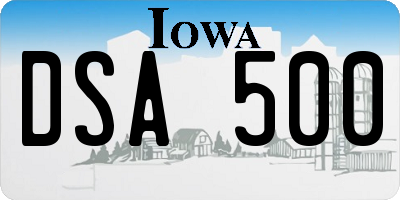 IA license plate DSA500