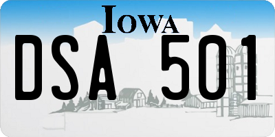 IA license plate DSA501