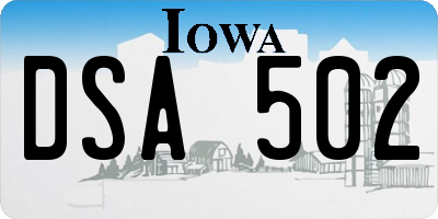 IA license plate DSA502
