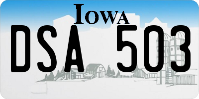 IA license plate DSA503