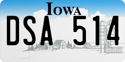 IA license plate DSA514