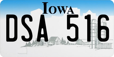 IA license plate DSA516