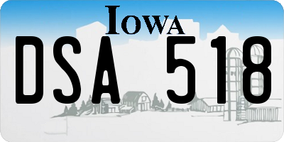 IA license plate DSA518