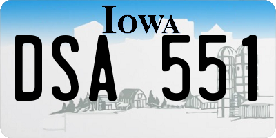 IA license plate DSA551