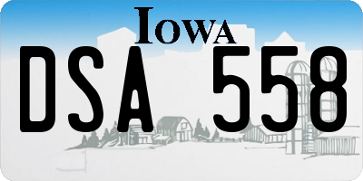 IA license plate DSA558