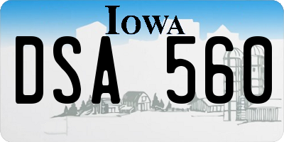 IA license plate DSA560