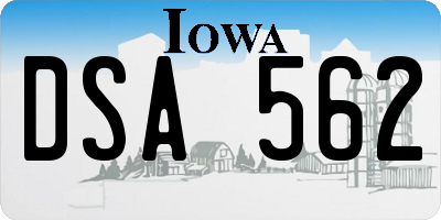 IA license plate DSA562