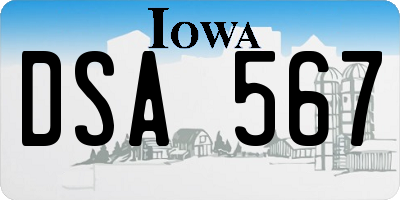 IA license plate DSA567
