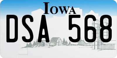 IA license plate DSA568